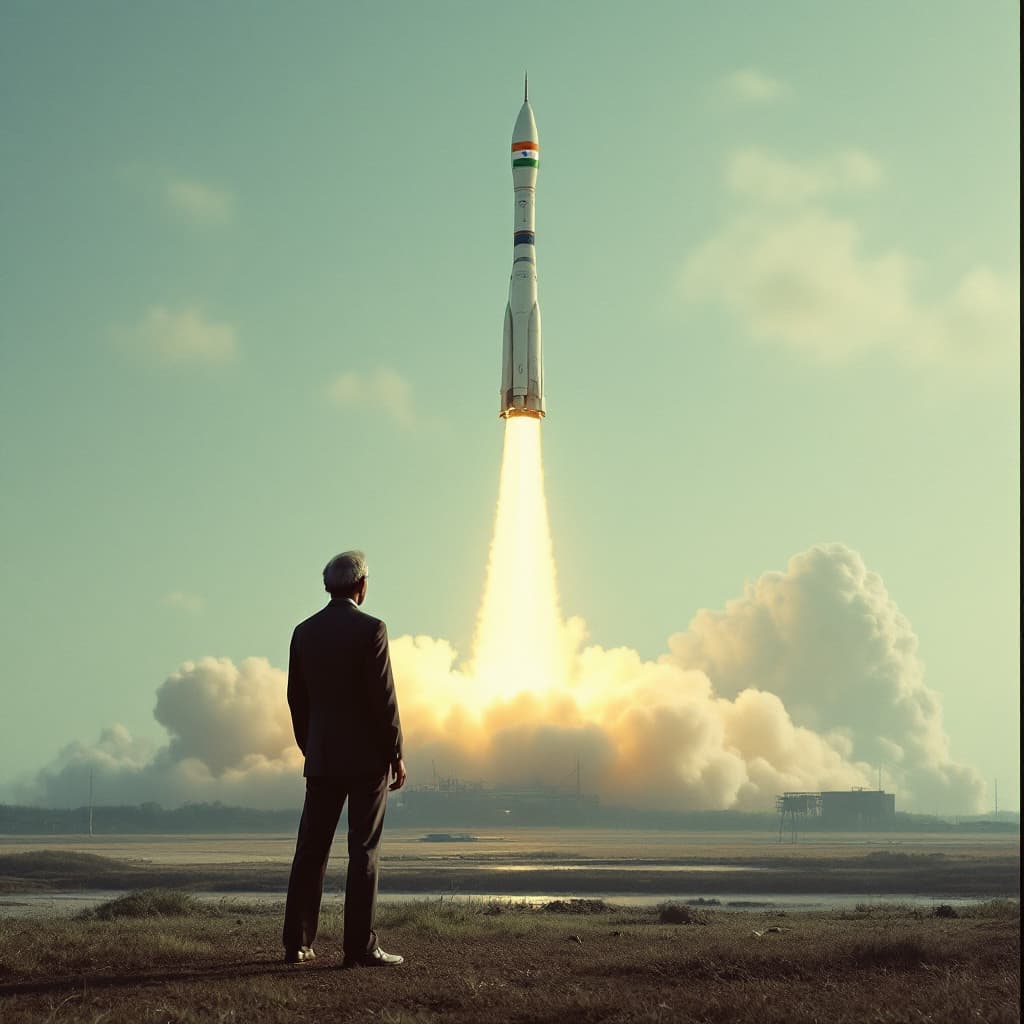 AI generated: ISRO ,india's space agency in its initial phase in 1970's ready to launch its first rocket with indi...
