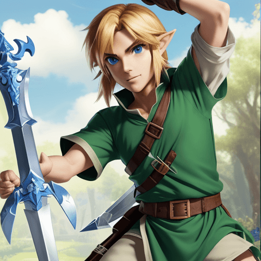 AI generated: Link in a war tunic and with a master sword