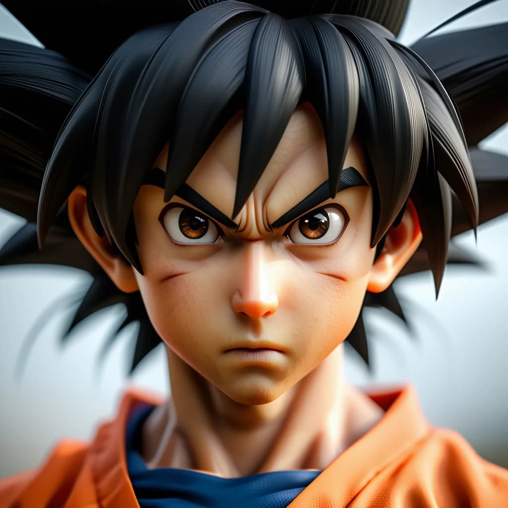 AI generated: Anime goku super realistic style, smooth details, portrait 50mm lens
