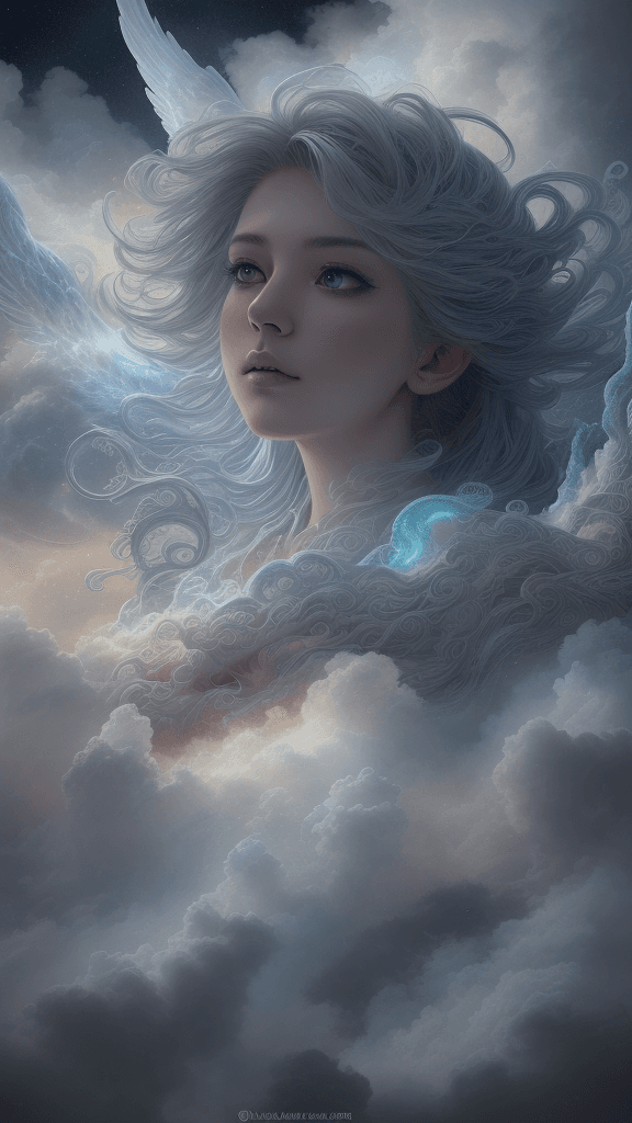 AI generated: ((closeup (HDR) A celestial drama unfolded in the ethereal heavens as thick clouds formed an awe-ins...