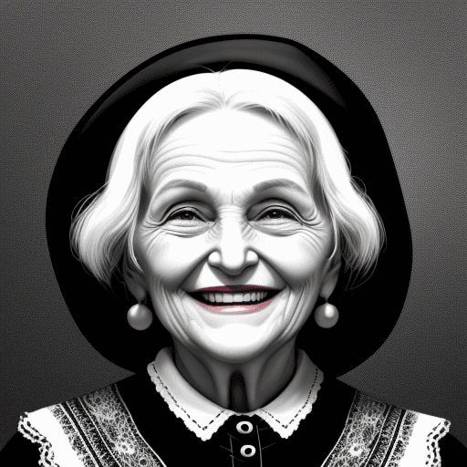 AI generated: high contrast image of an old woman smiling