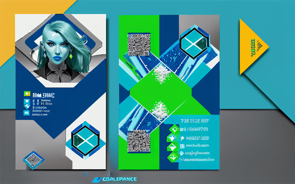 AI generated: generate this business card:
Layout 2: Bold and Vibrant

Colors: A mix of Atlantic Blue, Poisonous P...