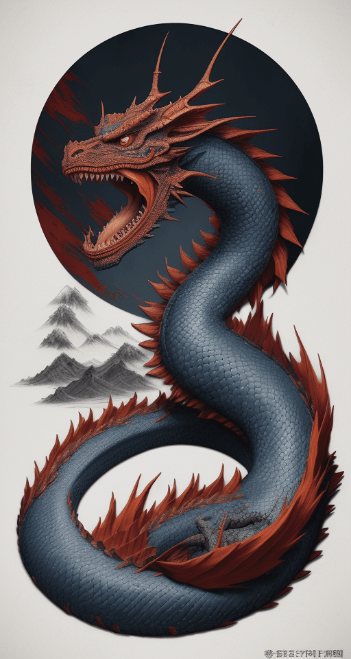 AI generated: japanese shenglong dragon tattoo drawing (dragonballanime), in the style of matthias jung, kerem bey...