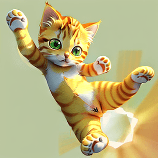 AI generated: Simple Orange striped tabby kitten, white legs, green eyes, with paws facing forward and out, like a...