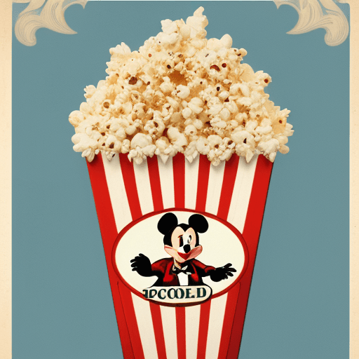 AI generated: cool walt Disney style popcorn kernel  Man early 20th century cartoon