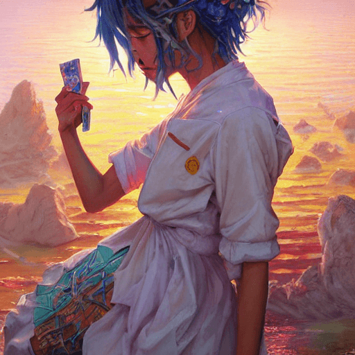 AI generated: Beautiful anime painting of solarpunk summer chill day, by tim okamura, victor nizovtsev, greg rutko...