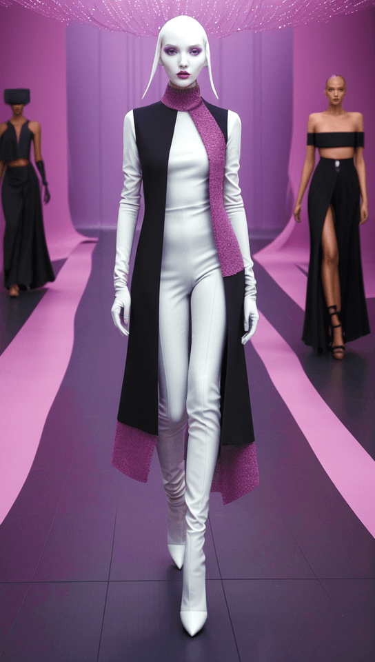AI generated: Envision an avant-garde fashion concept that seamlessly merges futuristic elements with timeless ele...