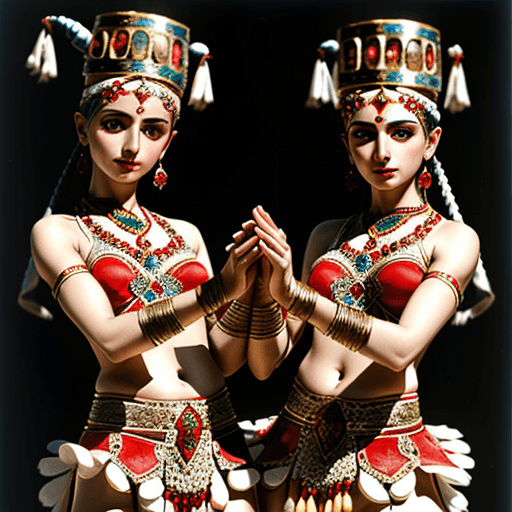 AI generated: High resolution photography Twins Ancient Turkish dancers