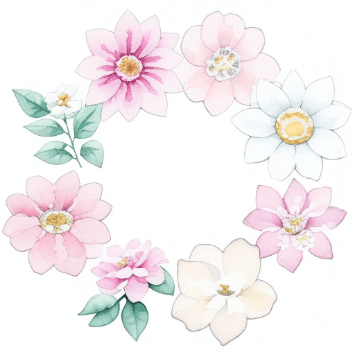 AI generated: sticker sheet art, watercolor flowers, pastel colors, white background, no background, isolated on w...