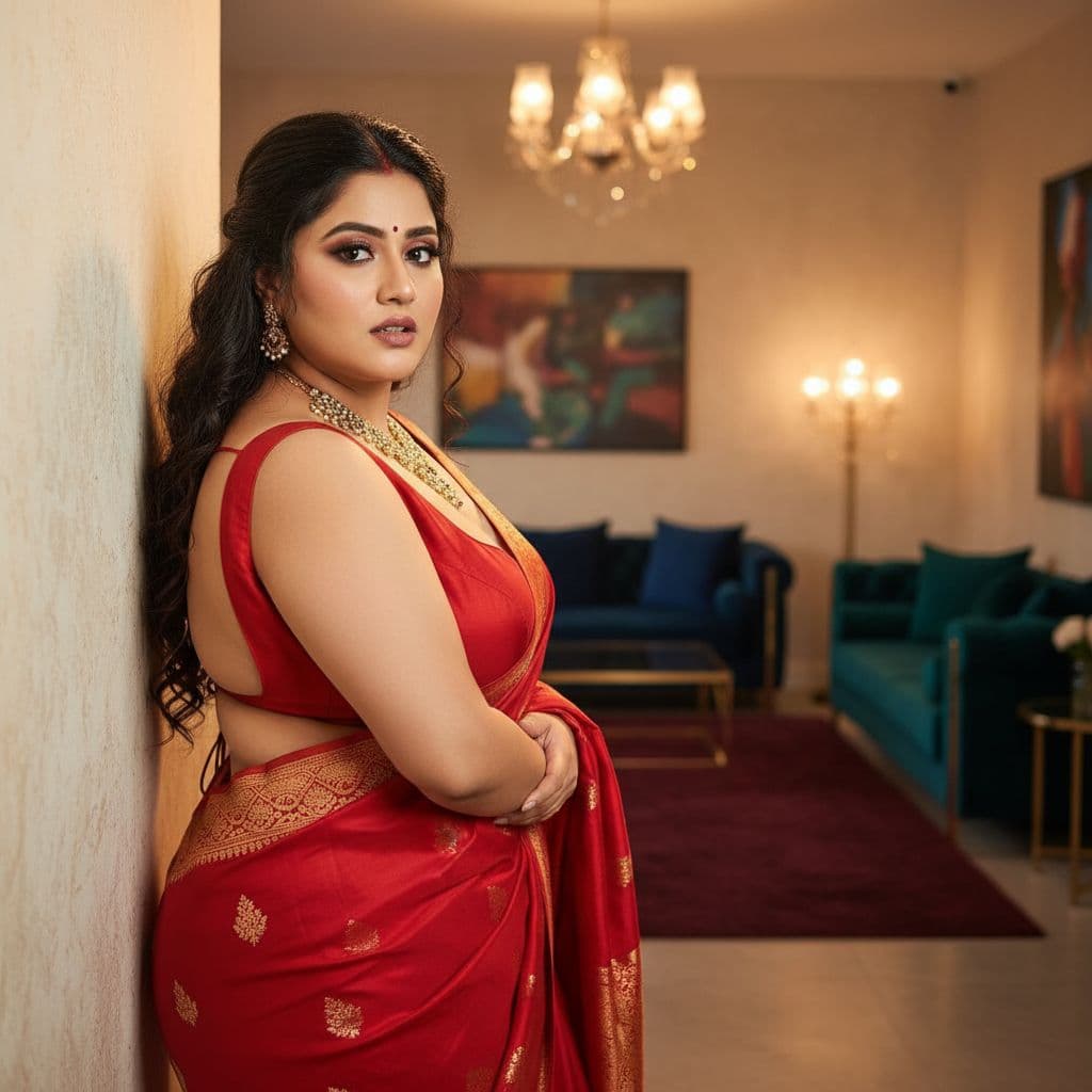 AI generated: full body view  of most beautiful european girl as most beautiful indian realstic girl with plus siz...