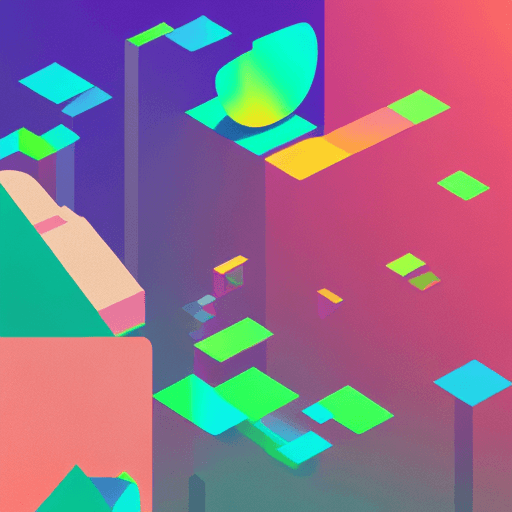 AI generated: clean gradient knolling 3D illustration design for small ad agency office, desk, computer, chair,  c...