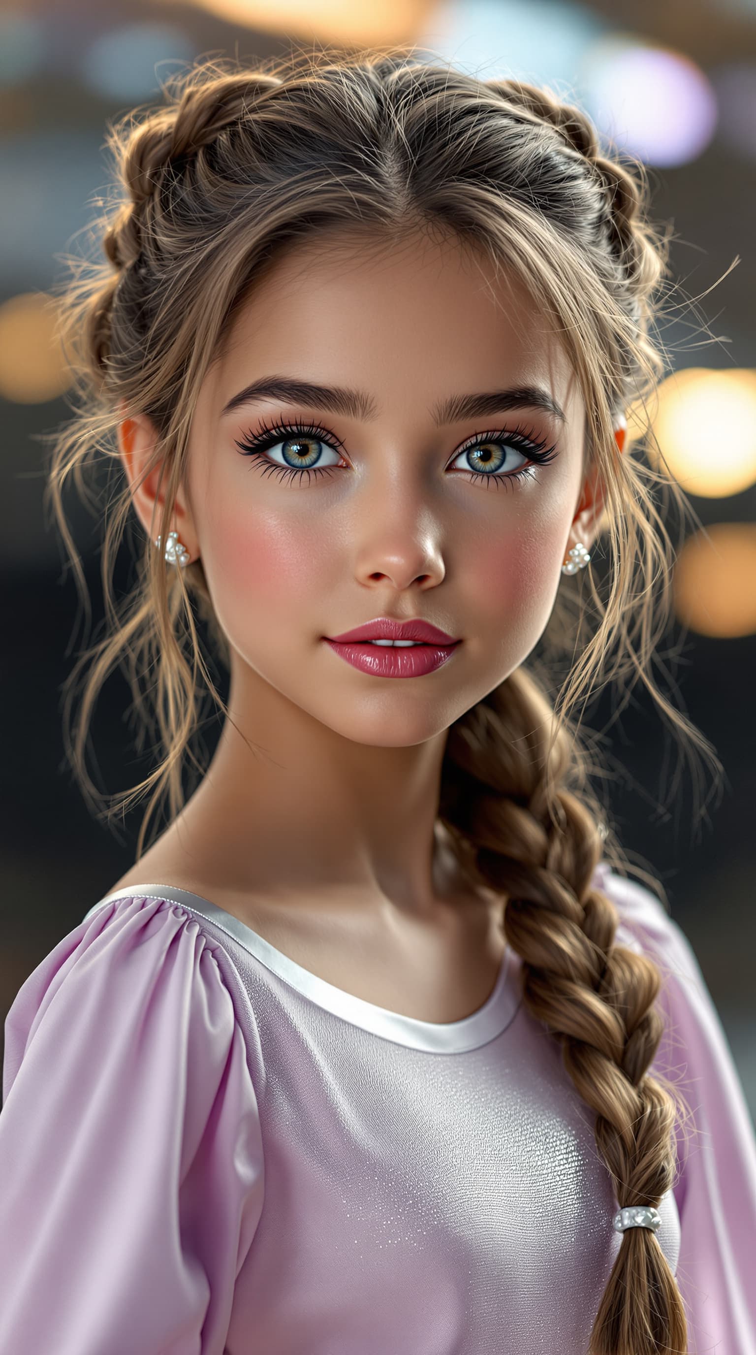 AI generated: A stunning professional photograph captures the world's most beautiful tween girl, Junior Miss Ameri...
