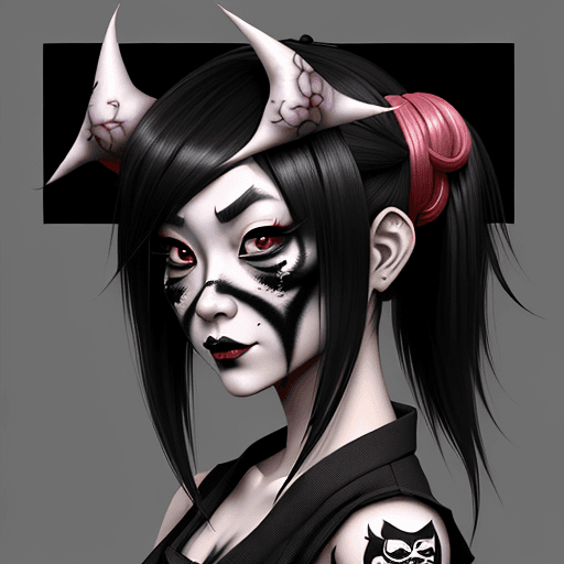 AI generated: a dark haired girl dressed in an asian style, in the style of subtle ink application, appropriation ...