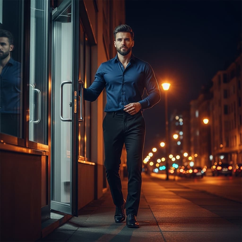AI generated: Hyper-realistic image of a handsome caucasian man, dark burst-taper hair, short trimmed well-groomed...