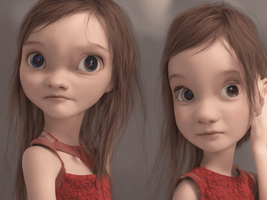 AI generated: Pixar style little girl, unreal engine, high definition, symmetrical face, volumetric lighting, dust...