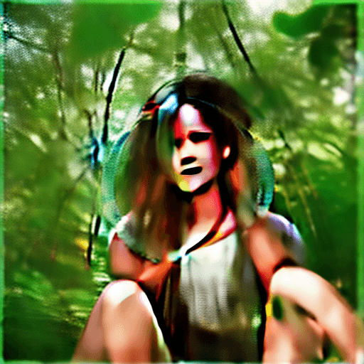 AI generated: A 17 year old Indian girl is posing in a natural trail in a jungle , she is wearing a loose pink tan...