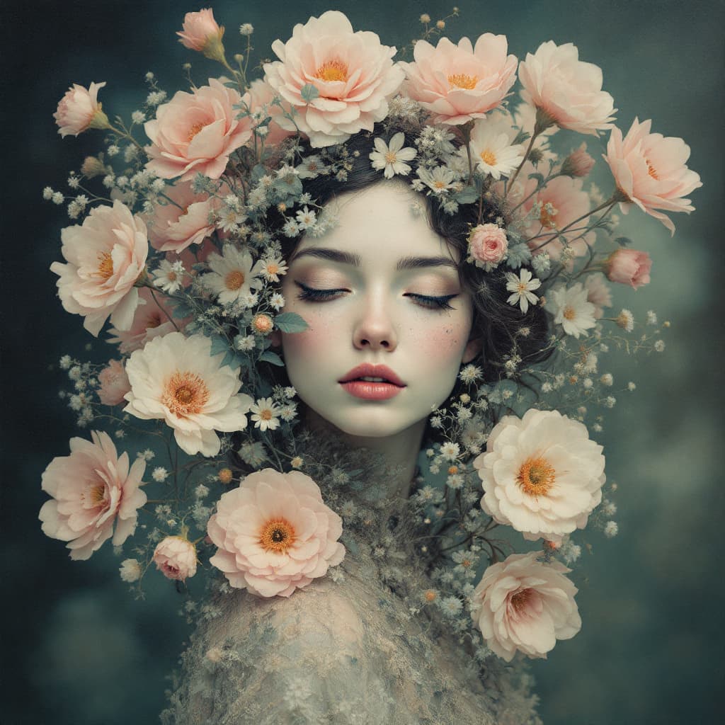 AI generated: the wintry garden dreams of summer, frontal portrait by Christian Schloe, Catrin Welz-Stein and Bill...
