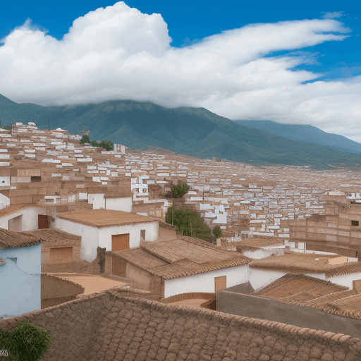 AI generated: vista de un pueblo con fondo con nubes