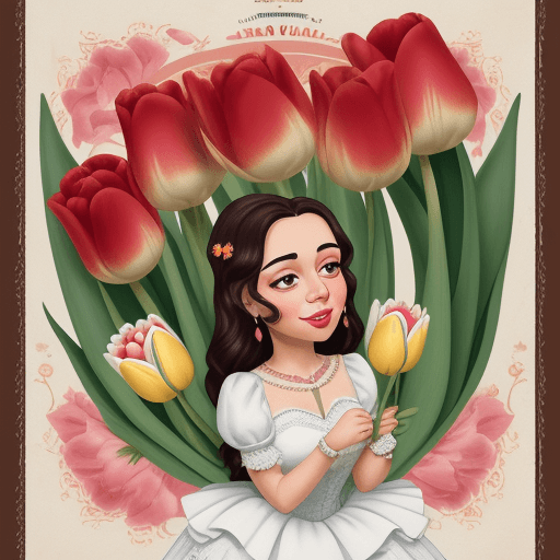 AI generated: ilustración de un tulipán enamorado de un gusano