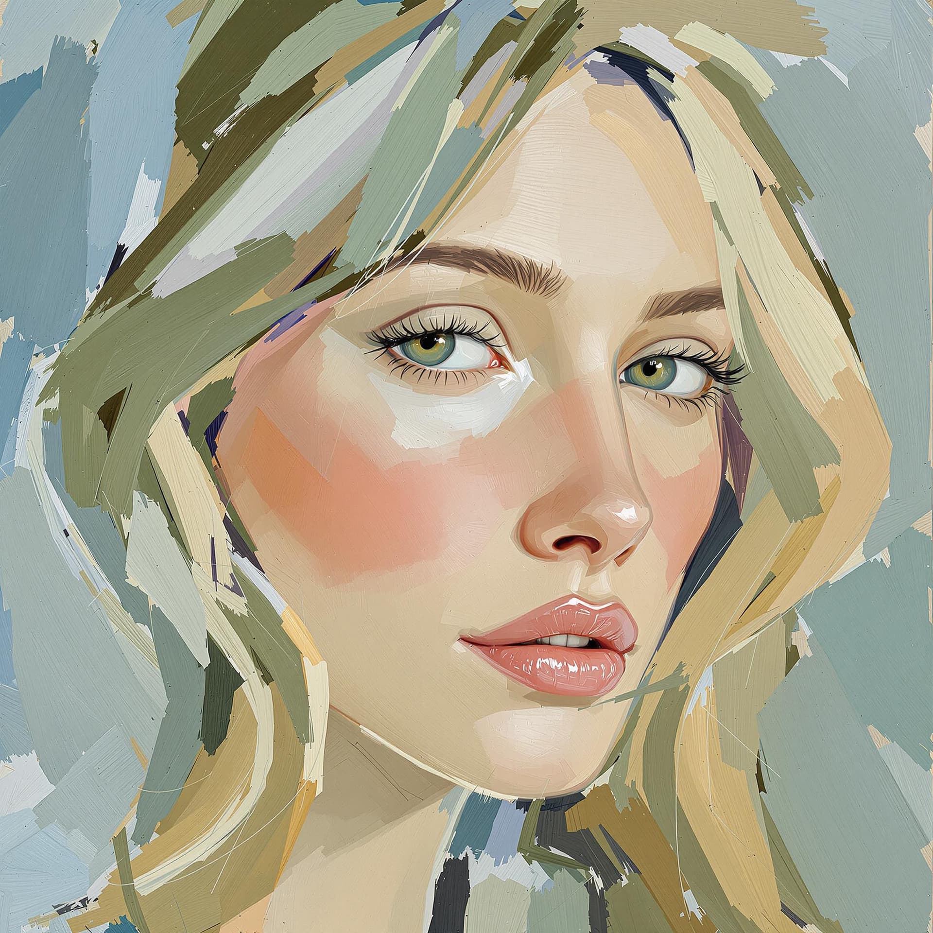 AI generated: portrait of a woman with an emphasis on thick, impasto-style brushstrokes, rich, tactile paint textu...