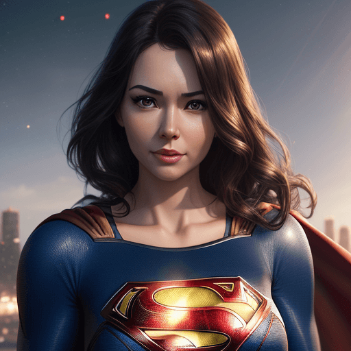 AI generated: a close up of a woman in a superman costume posing for a picture, superhero portrait, supergirl, 8k ...
