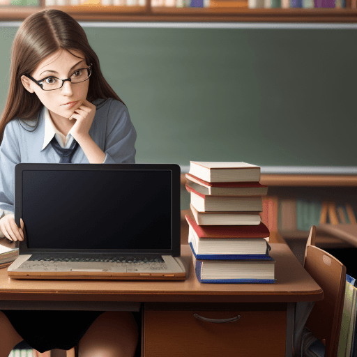 AI generated: Desktop of a literature teacher without the teacher