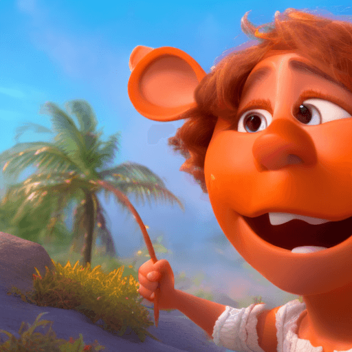 AI generated: A still from a 3d Disney movie pumpkin bright sunny day,