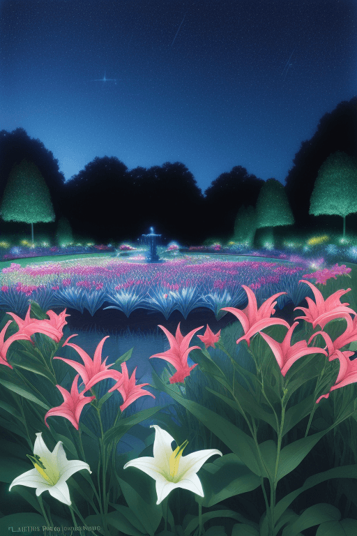 AI generated: a garden of starlight lillies, blue sky, detailed, photo-realistic <lora:FilmVelvia3:0.4>