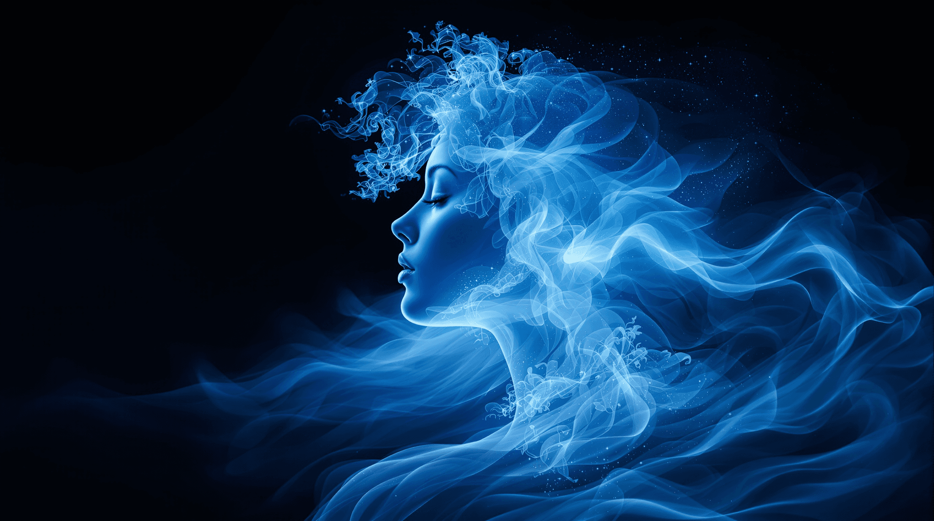 AI generated: surreal semi realistic landscape photograph, cool blue light to dark gradients, muted soft tones, da...