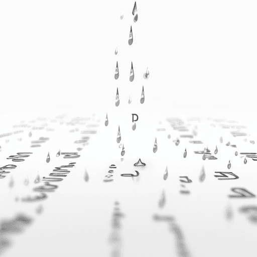 AI generated: rain of letters, white background