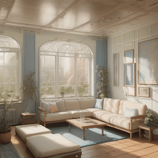 AI generated: High resolution photography interior design, dreamy sunken living room conversation pit, wooden floo...