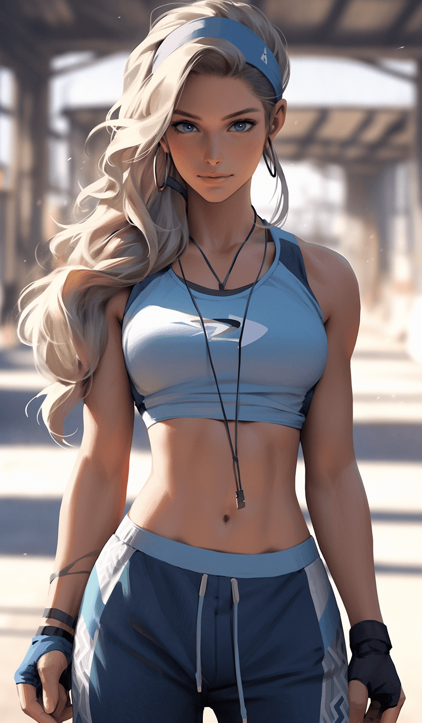AI generated: a beautiful fitness girl stands and shows her perfect_figure