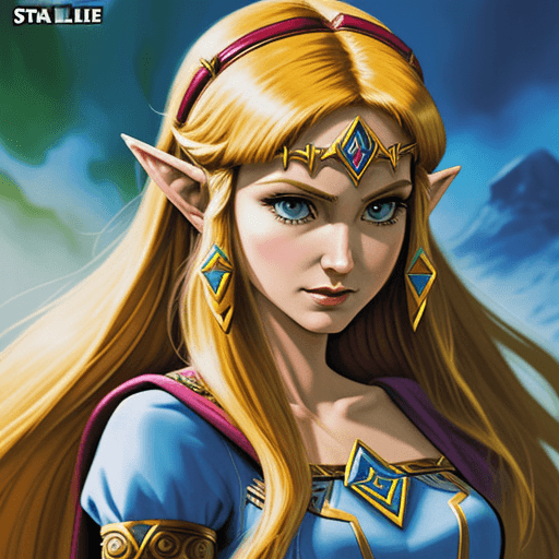 AI generated:  comic book art, princess zelda, highly detailed, in the style of Stan Lee 