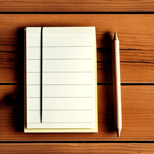 AI generated: open notepad with blank pages on a Swedish pine wooden floor

