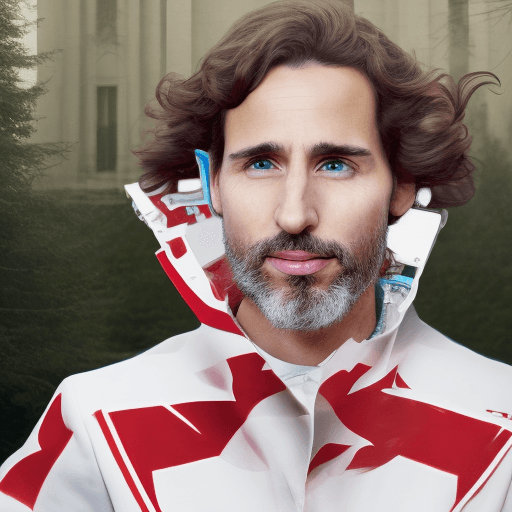 AI generated: a futuristic photography of mathieu caron who's make the atypical interview with the prime minister ...