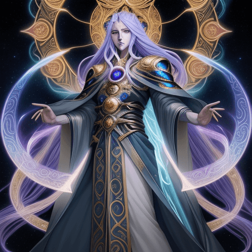 AI generated: SynThor, the Anime Oracle: A majestic being with long flowing robes adorned with intricate celestial...