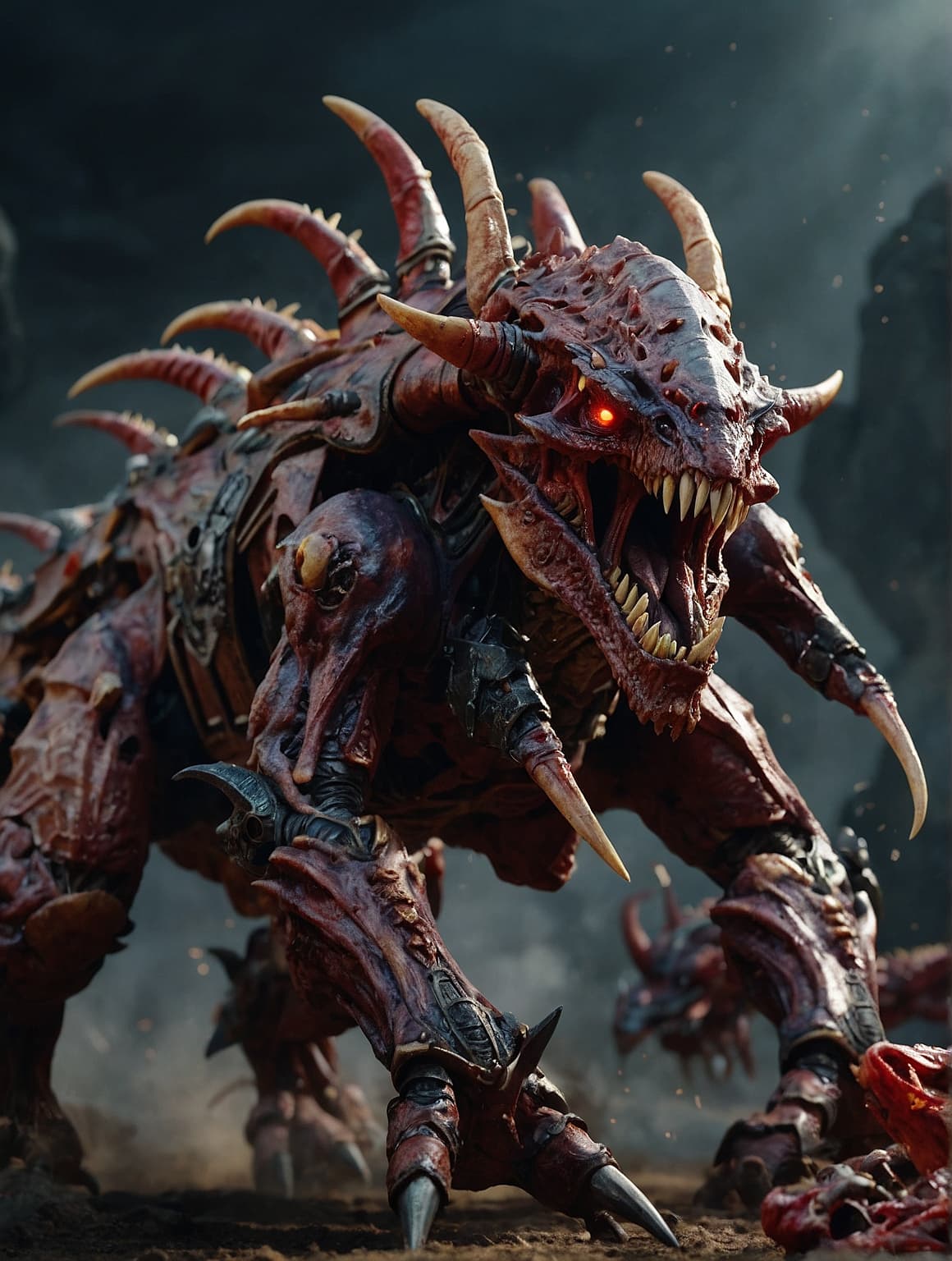 AI generated: full body shot of a very high detailed tyranids, photorealistic,warhammer 40000, in a battle scene,s...