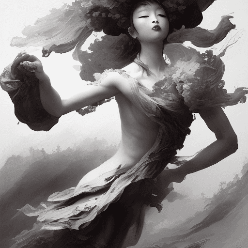 AI generated: china black brush painting, in the style of kazuki takamatsu, loose compositions, théodore géricault...