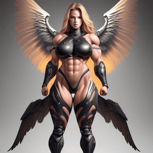 AI generated: Full body photography of a Strong Female warrior , gorgeous model {{face}}, blond, cutie, huge hyper...