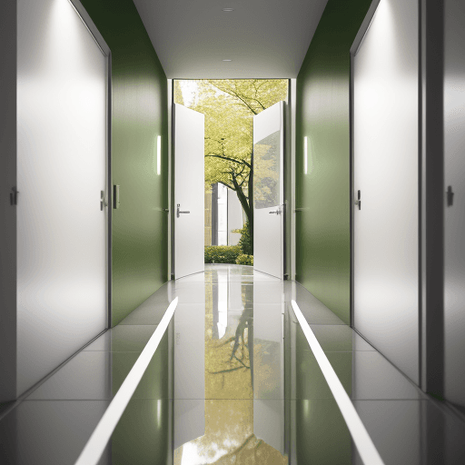 AI generated: architectural photography, perspective, central point, photography, used camera is Canon EOS R5, tri...