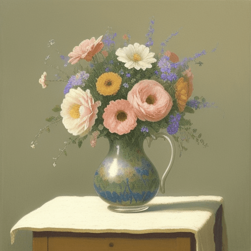 AI generated: The collection of flowers, the brilliant painter, talented creator of works, Monnet, is very detaile...
