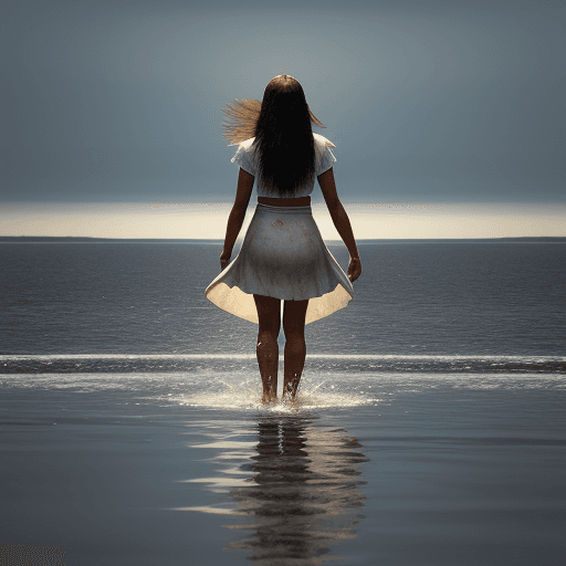 AI generated: A chief's daughter, walking on water.