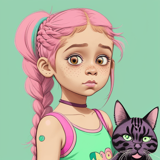 AI generated: An Doodle style illustration of a quirky girl 5 year old  like chutki from chhota bheem animation
 w...
