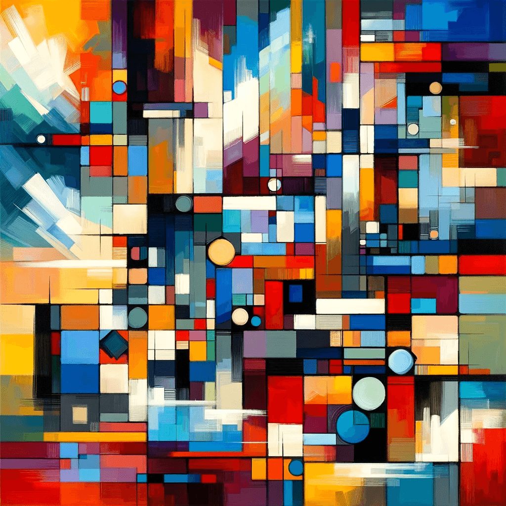AI generated: Abstract painting that melds the bold, vivid color palettes and geometric forms typical of 1960s Art...