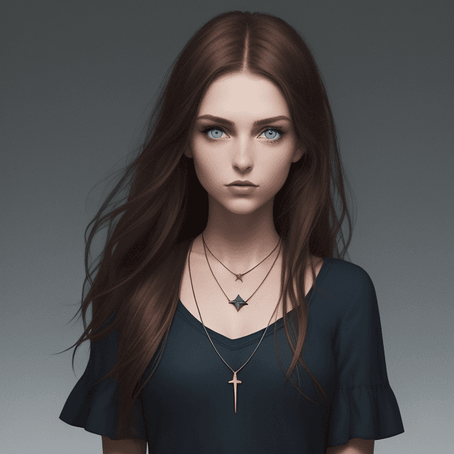 AI generated: this is a book cover, it has a dark background, it shows a girl with american appearance, she has br...