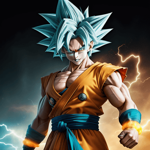 AI generated: "Craft a dynamic image of Goku as a Super Saiyan 3. His hair grows long, reaching his waist, and bec...