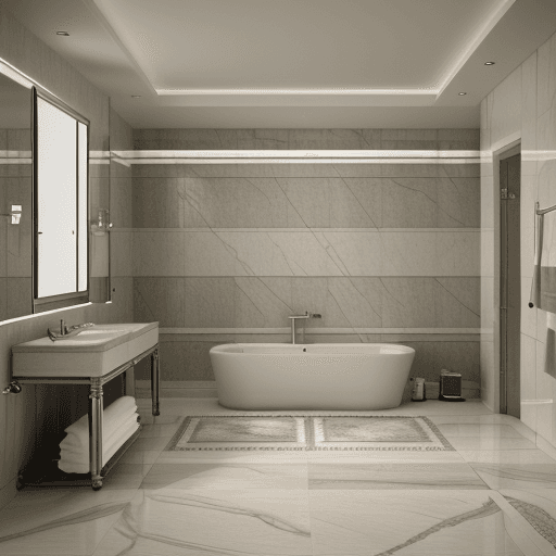 AI generated: high resolution photography interior design,4k,8k,corona 9,3ds max 2023,bathroom,shower and only 1 t...
