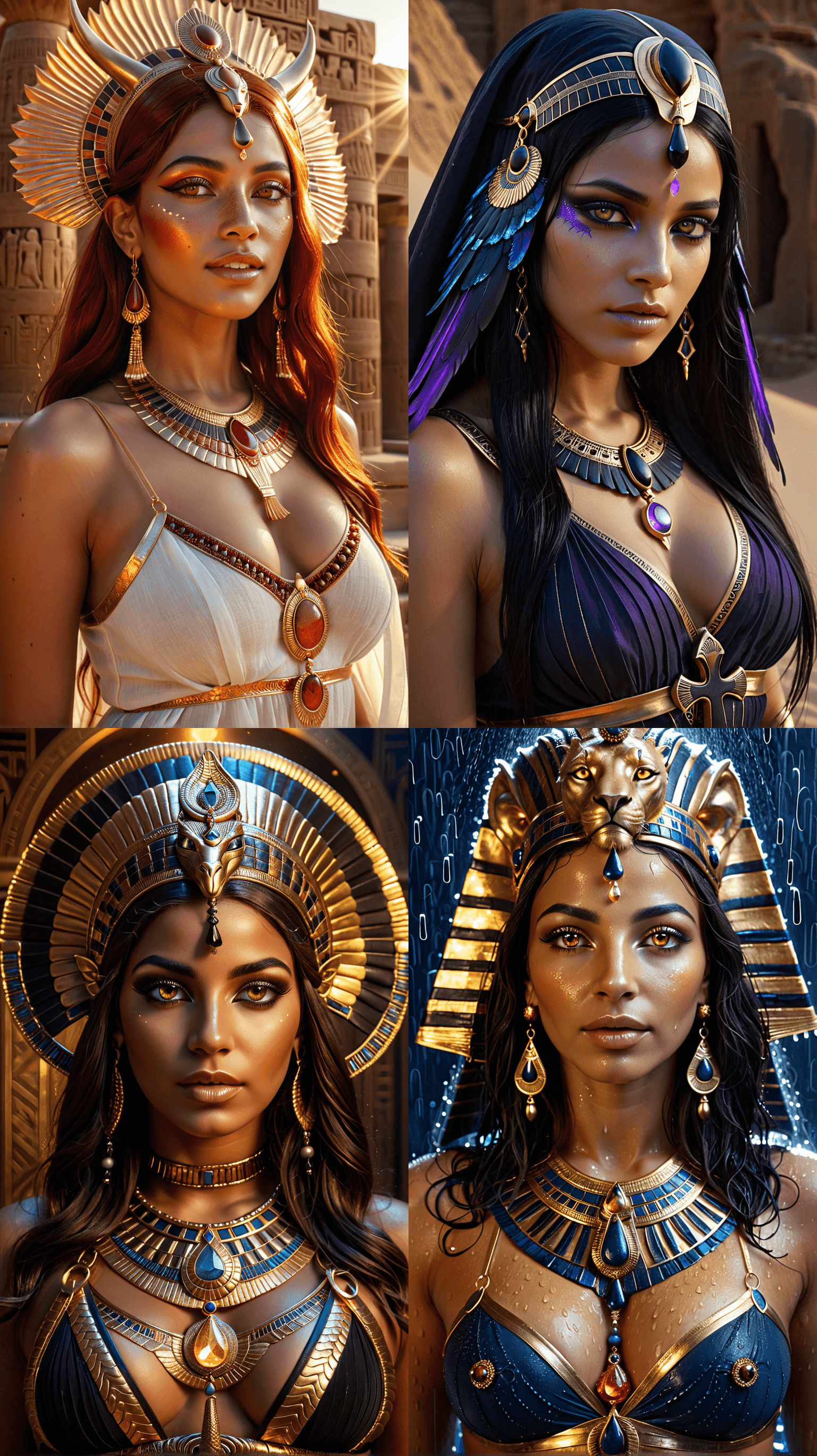 AI generated: Egyptian Goddes vol.2....Hathor,Nephthys,Wadjet,Tefnut