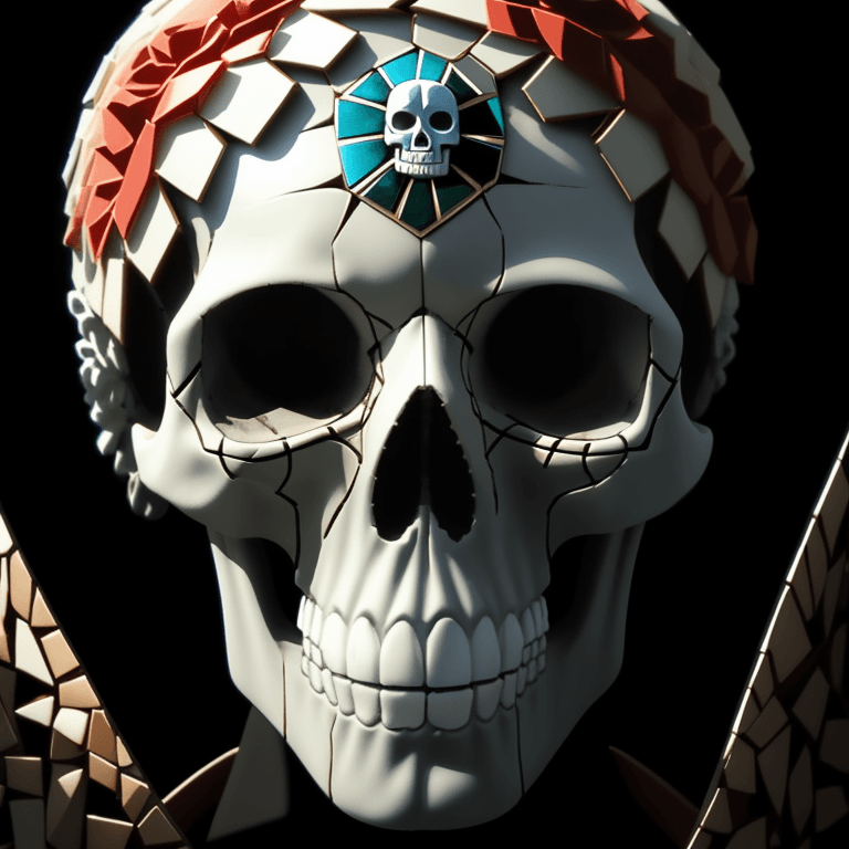 AI generated: Mosaic skull photographic cinematic