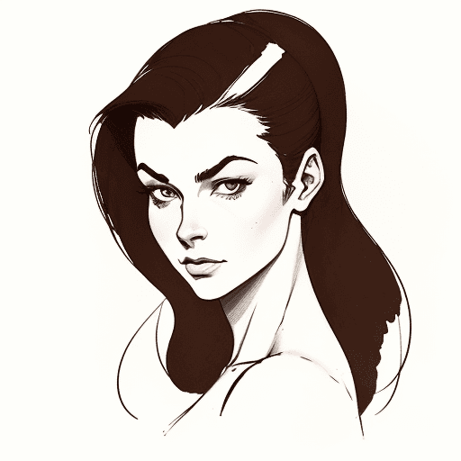 AI generated: A drawing of an attractive woman in the style of Frazetta and John braund, ink on paper, minimalisti...